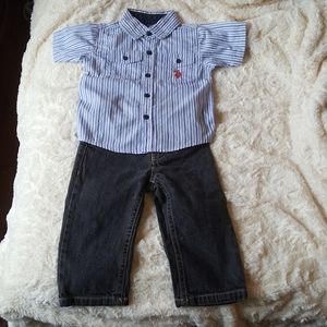 Polo 18m boys outfit dress shirt and jeans